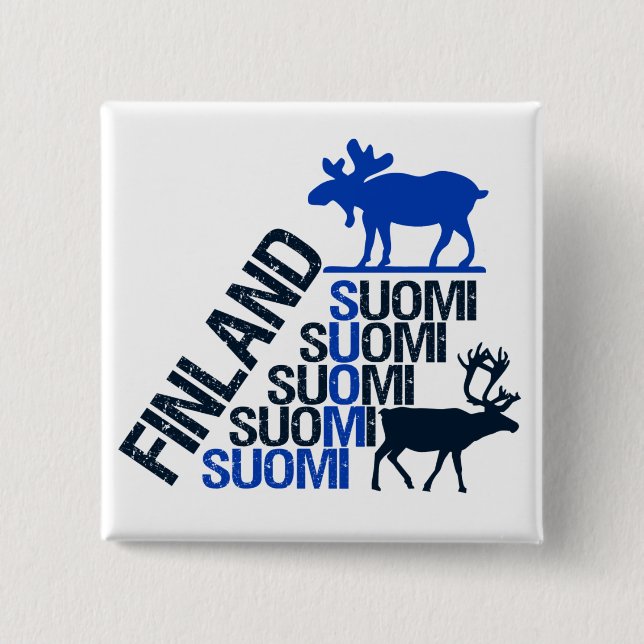 Botón Finlandia Moose & Reindeer (Anverso)