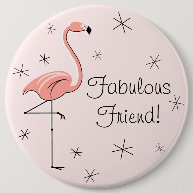 Botón "Flamingo Fabulous Friend" rosado (Anverso)