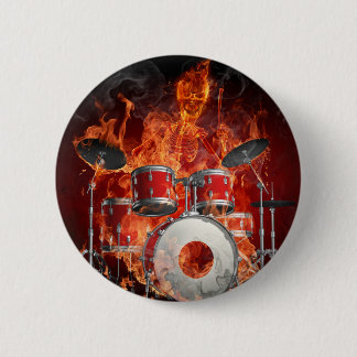 botón Fllaming Skeleton on Drums