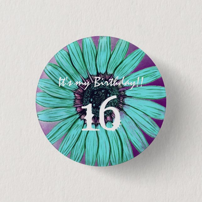 botón Flor personalizar Es mi cumpleaños (Anverso)