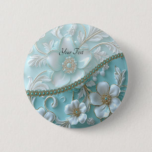 Botón floral blanco teal