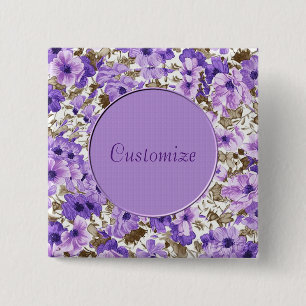 botón Floral blanco y púrpura personalizado