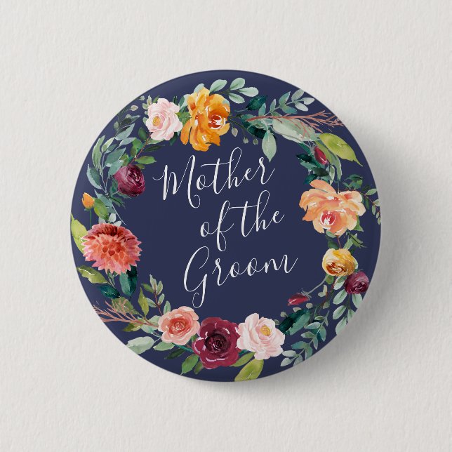 Botón Floral Borgoña Paprika Madre del Novio (Anverso)