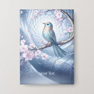 Botón floral de pájaro azul