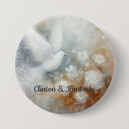 Botón Floral de Paloma de Boda - Personalizable