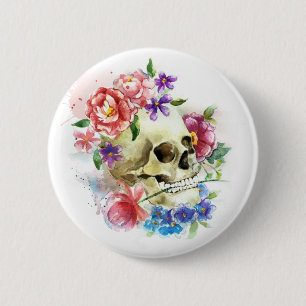 Botón floral de Skull Dia de los Muertos el