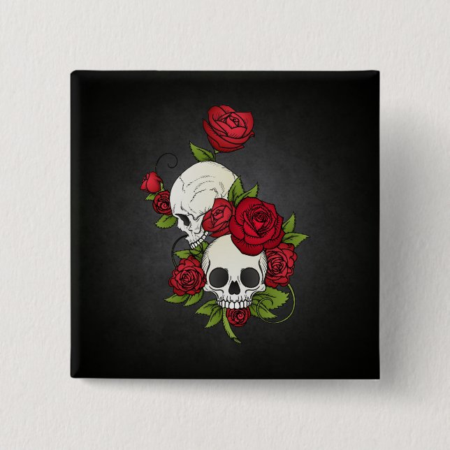 Botón floral de Skulls Dia de los Muertos el | (Anverso)