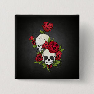 Botón floral de Skulls Dia de los Muertos el