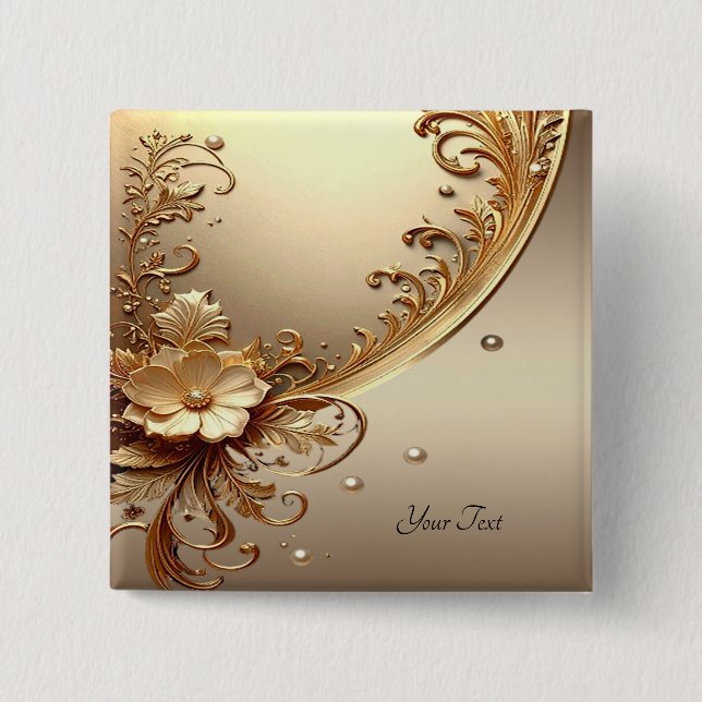 Botón Floral Dorado Ornamentado (Anverso)