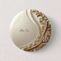 Botón Floral Dorado Ornamental Elegante