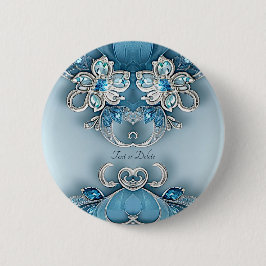 botón Floral Ornate Azul