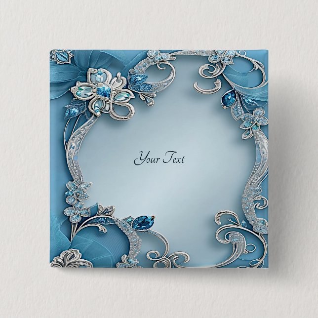 botón Floral Ornate Azul (Anverso)