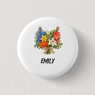 Botón Floral Personalizado con Nombre Prendedor d