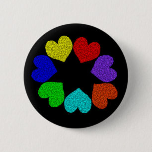 botón Floral Rainbow Love Hearts