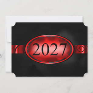 Botón floral rojo y negro Tarjeta 2027
