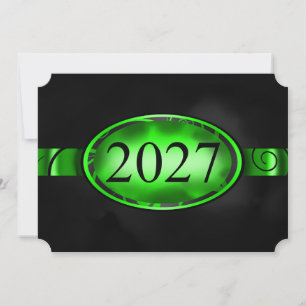 Botón floral verde y negro Tarjeta 2027