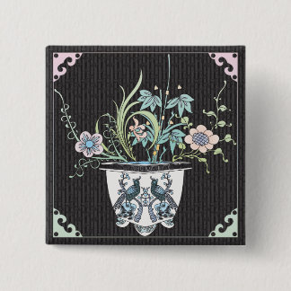 botón Flores/Aves de Mah Jongg