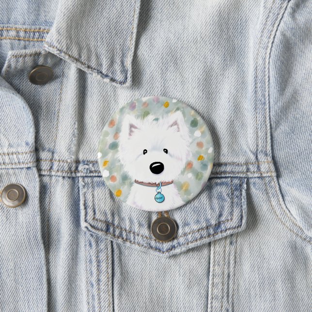 botón Fluffy Westie Impresiones (In situ)