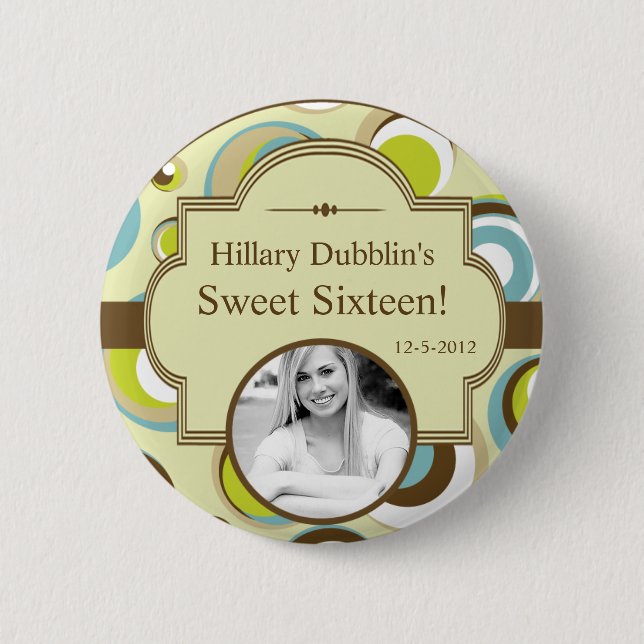 Botón fotográfico de patrón de círculo retro de 19 (Anverso)