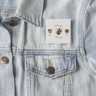 Botón Fotos Del Corazón personalizado Para Mamá
