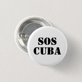botón Free Cuba SOS Cuba botón de pin blanco y neg