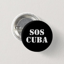 botón Free Cuba SOS Cuba botón de pin blanco y neg