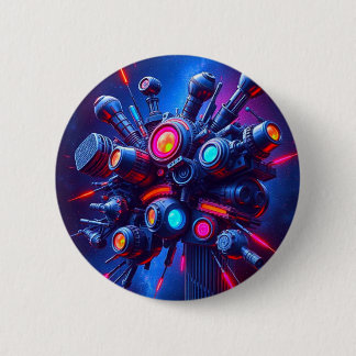 Botón Futurista Tech Orb | Cyberpunk Pin de Sci-Fi