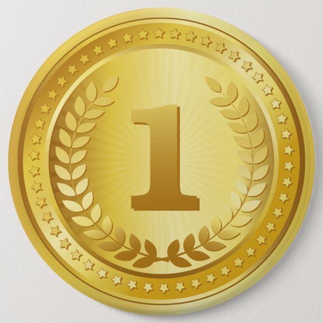 Botón ganador de la primera medalla de oro (Anverso)