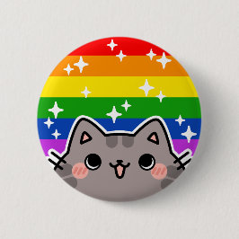 Botón Gato de la Bandera del Orgullo LGBT