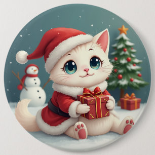 Botón Gato de Navidades Blancos