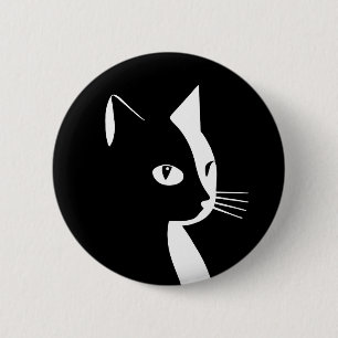 Botón Gato en blanco y negro