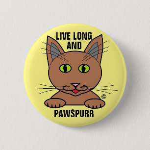 Botón Gato humorístico Long and Paws Purr