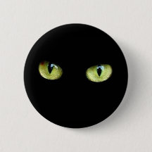 Botón gato negro ojos verdes
