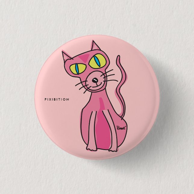 Botón Gato Rosado (Anverso)