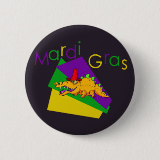 botón Gator de Mardi Gras