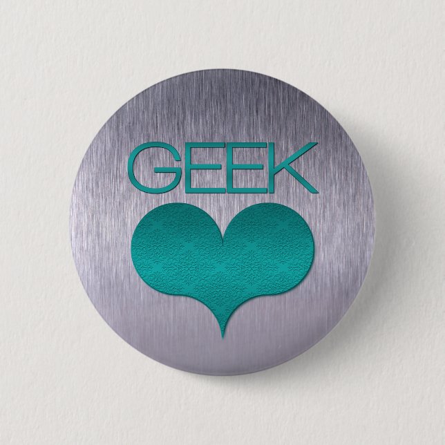 Botón Geek Love (Heart), Turquesa (Anverso)