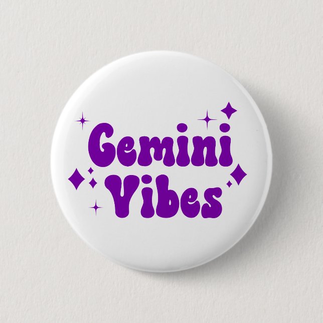 botón Gemini Vibes Zodiac Astrología Purple Stars (Anverso)
