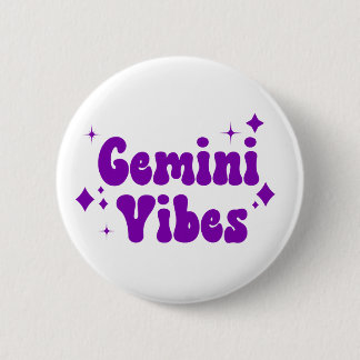 botón Gemini Vibes Zodiac Astrología Purple Stars