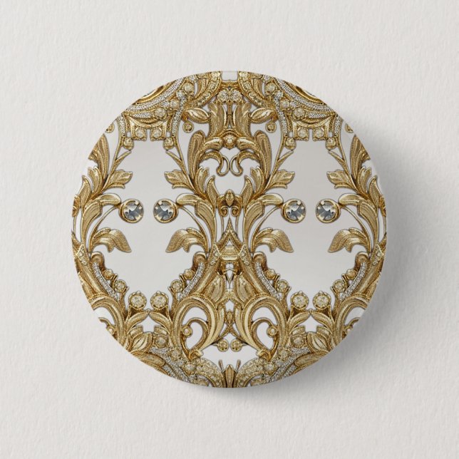 botón Gemstone rojo de las flores doradas (Anverso)