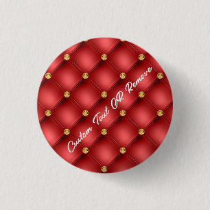 Botón Gemstone rojo dorado con texto Personalizado