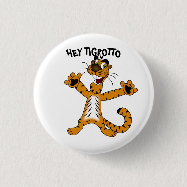 Botón genial de cumpleaños para niño HEY TIGROTTO (Anverso)