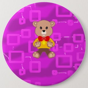 Botón Geométrico Rosado De Teddy Teddy Bowtie