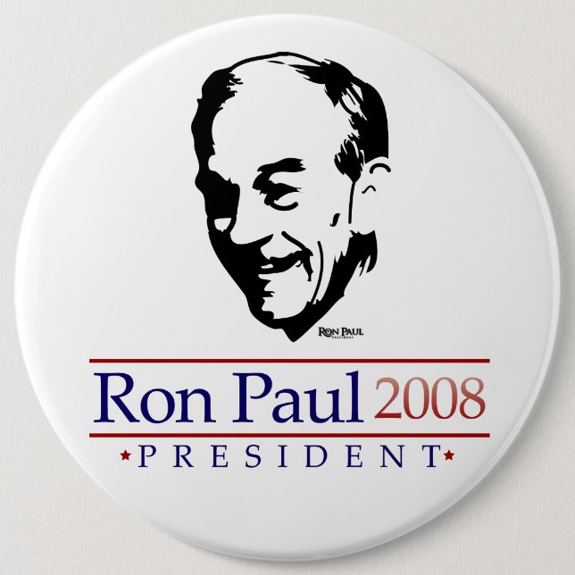 Botón gigantesco del retrato de Ron Paul (Anverso)