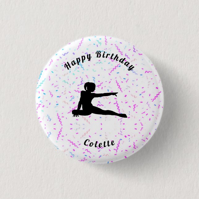 botón Gimnasia / Baile Feliz Cumpleaños Streamers (Anverso)