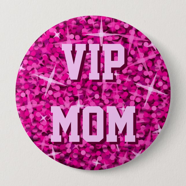Botón Glitz Pink 'VIP MOM' (Anverso)