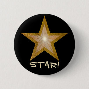 Botón "Gold" Star '¡STAR!' negro