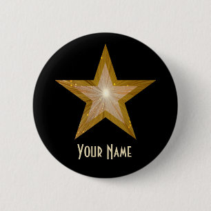 Botón "Gold" Star 'Tu nombre' negro