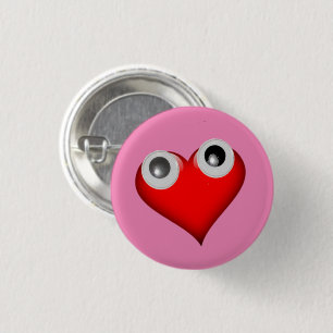 botón Googly Eye Heart