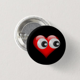 botón Googly Eye Heart
