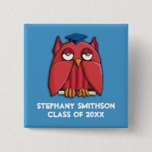 Botón Graduado cuadrado de Lechuza Roja
